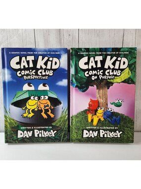 LOT OF 2 CAT KID COMIC CLUB PERSPECTIVES AND ON PURPOSE BOOKS SUMMER READING